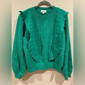 &Merci Oversize Knit Ruffle Sweater - Emerald Green - Size L - Soft & like‎ new!